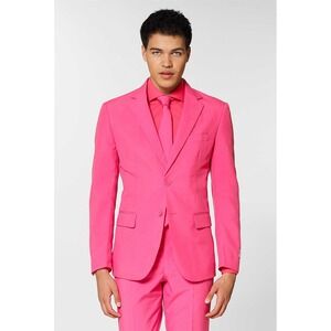 OppoSuits Mr Pink Mens Slim Fit 2 Piece Suit Hot Pink Formal US 38